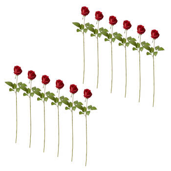 12PK E Style Rose Lady Stem Artificial Flower Decoration Red 16x10x65cm