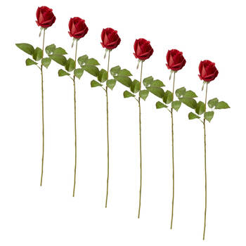 6PK E Style Rose Lady Stem Artificial Flower Decoration Red 16x10x65cm