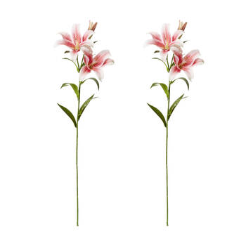 2PK E Style Lily Flower Spray Artificial Floral Decoration Dark Pink 24x16x90cm