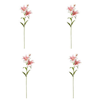 4PK E Style Lily Flower Spray Artificial Floral Decoration Dark Pink 24x16x90cm