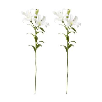 2PK E Style Lily Flower Spray Artificial Floral Decoration White 24x16x90cm