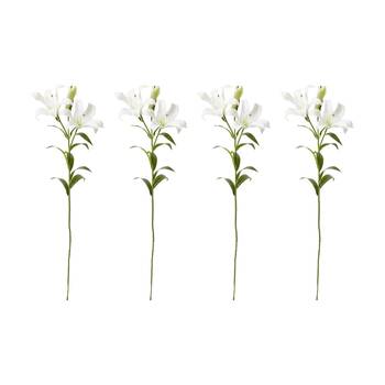 4PK E Style Lily Flower Spray Artificial Floral Decoration White 24x16x90cm