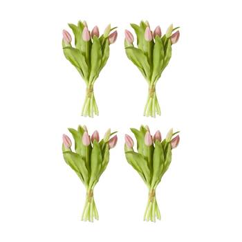 4PK E Style Tulip Bud Bundle Artificial Flower Decoration Pink 18x18x30cm