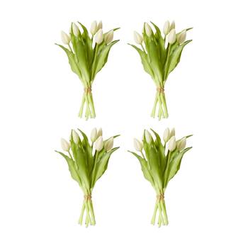 4PK E Style Tulip Bud Bundle Artificial Flower Decoration White 22x22x30cm