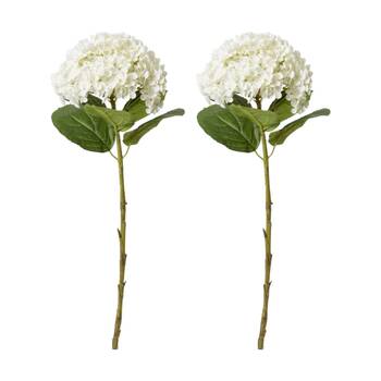 2PK E Style Hydrangea Stem Artificial Flower Decoration White 24x24x75cm