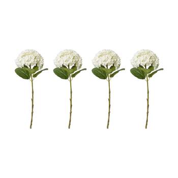 4PK E Style Hydrangea Stem Artificial Flower Decoration White 24x24x75cm