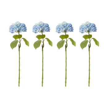 4PK E Style Hydrangea Bloom Stem Artificial Flower Blue 25x20x60cm