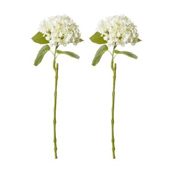 2PK E Style Hydrangea Bloom Stem Artificial Flower White 25x20x60cm