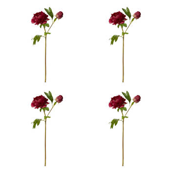 4PK E Style Peony Garden Spray Artificial Flower Stem Burgundy 30x20x62cm