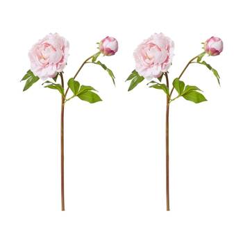 2PK E Style Peony Garden Spray Artificial Flower Stem Soft Pink 30x20x62cm