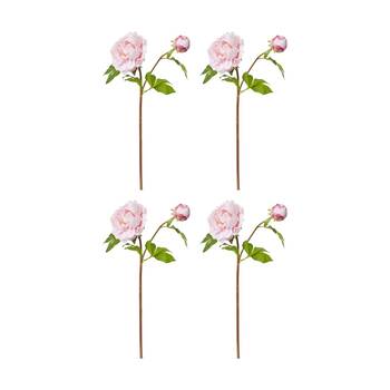 4PK E Style Peony Garden Spray Artificial Flower Stem Soft Pink 30x20x62cm
