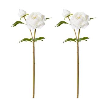 2PK E Style Peony Garden Spray Artificial Flower Stem White 30x20x62cm