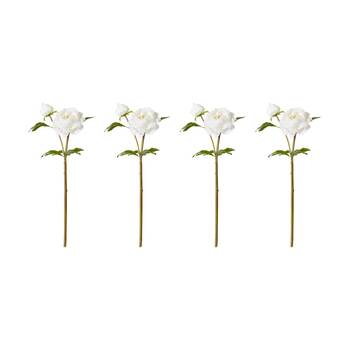 4PK E Style Peony Garden Spray Artificial Flower Stem White 30x20x62cm