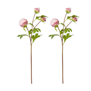 2PK E Style Peony Bud Spray Artificial Flower Stem Blush Pink 25x25x62cm