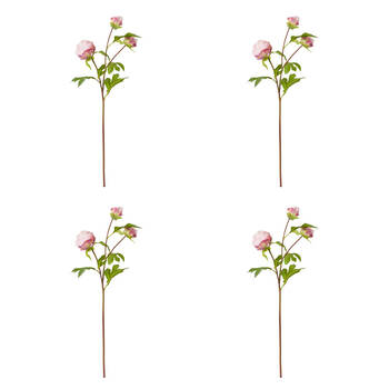 4PK E Style Peony Bud Spray Artificial Flower Stem Blush Pink 25x25x62cm