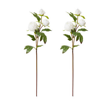 2PK E Style Peony Bud Spray Artificial Flower Stem White 25x25x62cm