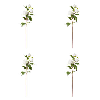 4PK E Style Peony Bud Spray Artificial Flower Stem White 25x25x62cm