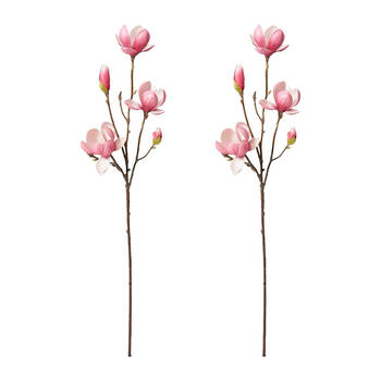 2PK E Style Magnolia Tree Spray Artificial Flower Stem Hot Pink 25x18x72cm