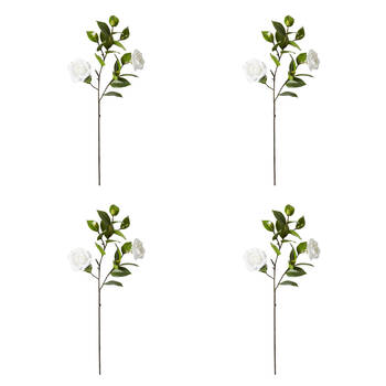 4PK E Style Camellia Spray Artificial Flower Stem White Green 30x25x69cm
