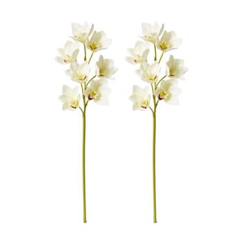 2PK E Style Cymbidium Lush Stem Artificial Flower White 18x10x58cm