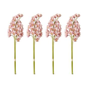 4x 2pc E Style Cymbidium Stem Bundle Artificial Flower Set Pink 24x18x74cm
