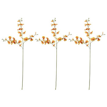 3PK E Style Dancing Orchid Spray Artificial Flower Decoration Orange 23x10x97cm