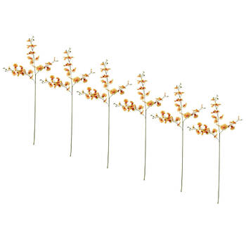 6PK E Style Dancing Orchid Spray Artificial Flower Decoration Orange 23x10x97cm