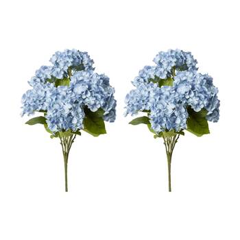 2PK E Style Hydrangea Garden Bush Artificial Flower Decoration Blue 42x42x56cm