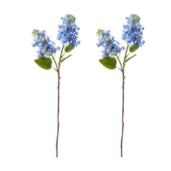 2PK E Style Lilac Spray Artificial Flower Stem Plastic Blue 7x18x66cm