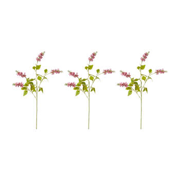 3PK E Style Larkspur Spray Artificial Flower Stem Decoration Pink 5x10x62cm