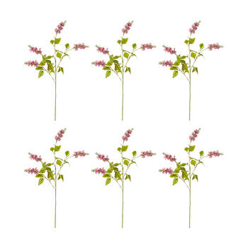 6PK E Style Larkspur Spray Artificial Flower Stem Decoration Pink 5x10x62cm