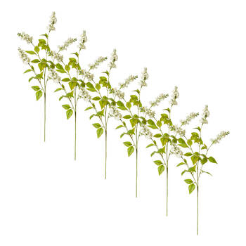 6PK E Style Larkspur Spray Artificial Flower Stem Decoration White 5x10x62cm