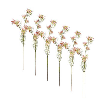 6PK E Style Blushing Bride Spray Artificial Flower Stem Pink 21x21x68cm