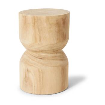 E Style Karlo Stool Natural Paulownia Wood Smooth Rounded Seat 31x31x45cm