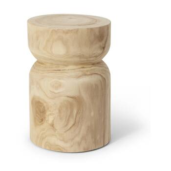 E Style Karson Stool Natural Paulownia Wood Two-Tier Rounded Seat 31x31x45cm
