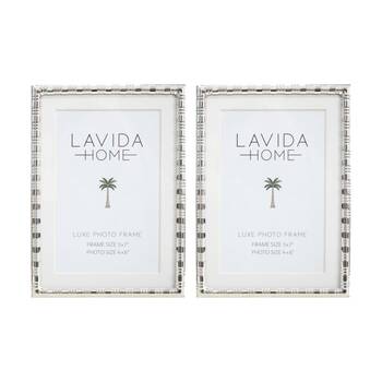2PK LVD Deluxe Silver Plated Iron 5x7 Photo Frame Home Decor 19x14x1.5cm