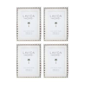 4PK LVD Deluxe Silver Plated Iron 5x7 Photo Frame Home Decor 19x14x1.5cm