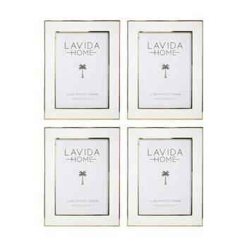 4PK LVD Luxe 5x7 Gold Trim Iron/ Glass Photo Frame Home Decor 19x14x1.5cm