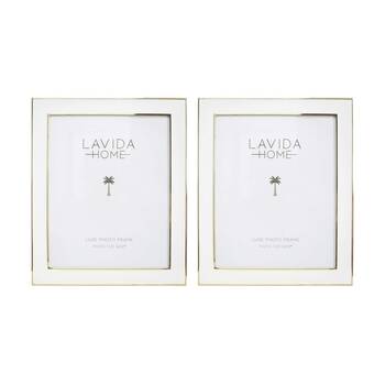 2PK LVD Luxe 8x10 Gold Trim Iron/ Glass Photo Frame Home Decor 27x21.5x1.5cm