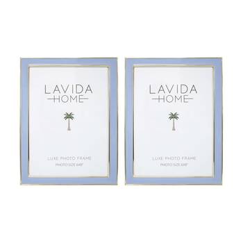 2PK LVD Cloud 6x8 Gold Trim Iron/ Glass Photo Frame Home Decor 21.5x16.5x1.6cm