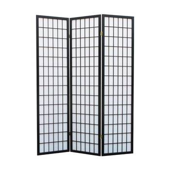 Braz J Bond Three Panel Privacy Room Divider Wooden Frame 180cm Black