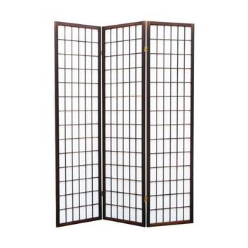 Braz J Bond Three Panel Privacy Room Divider Wooden Frame 180cm Walnut