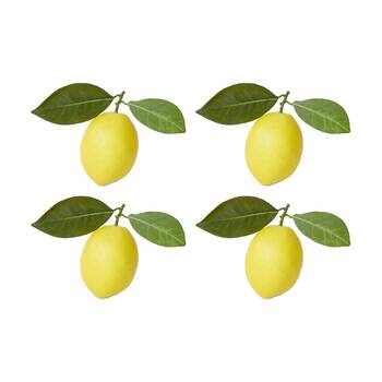 4PK E Style Lemon Twig Realistic Artificial Fruit Plastic Yellow Green 14x8x10cm