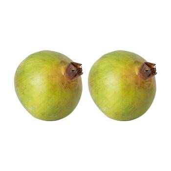 2PK E Style Pomegranate Grand Realistic Artificial Fruit Plastic Green 10cm