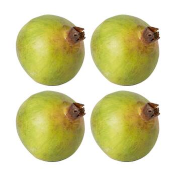 4PK E Style Pomegranate Grand Realistic Artificial Fruit Plastic Green 10cm