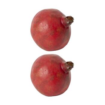 2PK E Style Pomegranate Grand Realistic Artificial Fruit Plastic Red 10cm