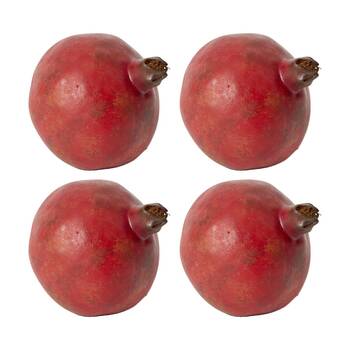 4PK E Style Pomegranate Grand Realistic Artificial Fruit Plastic Red 10cm