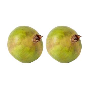 2PK E Style Pomegranate Grand Realistic Artificial Fruit Plastic Green 12cm