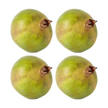 4PK E Style Pomegranate Grand Realistic Artificial Fruit Plastic Green 12cm