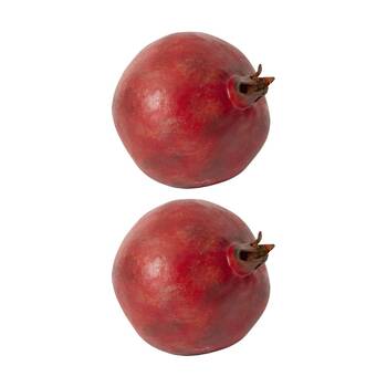 2PK E Style Pomegranate Grand Realistic Artificial Fruit Plastic Red 12x12x12cm